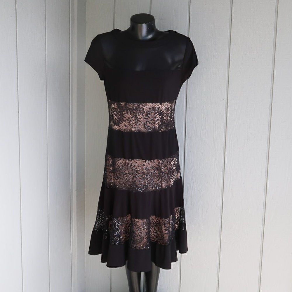 R&M Richards Mesh and Lace Sequin Dress